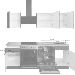 wiho Küchen Küchenzeile »Unna« mit E-Geräten, Breite 220 cm