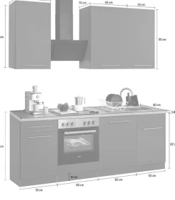 wiho Küchen Küchenzeile »Unna« mit E-Geräten, Breite 220 cm