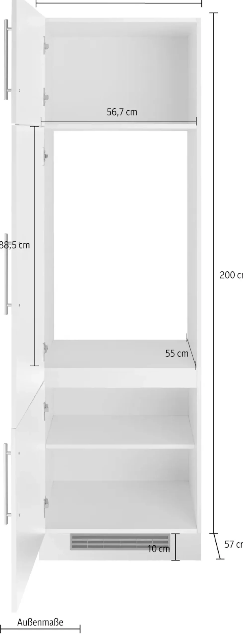 wiho Küchen Kühlumbauschrank »Cali« 60 cm breit, ohne E-Gerät