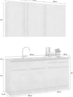 wiho Küchen Pantryküche »Chicago« ohne E-Geräte, Breite 160 cm