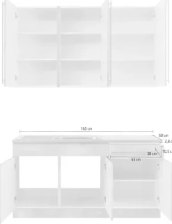 wiho Küchen Pantryküche »Chicago« ohne E-Geräte, Breite 160 cm