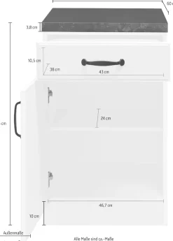 wiho Küchen Unterschrank »Erla« 50 cm breit mit Kassettenfront