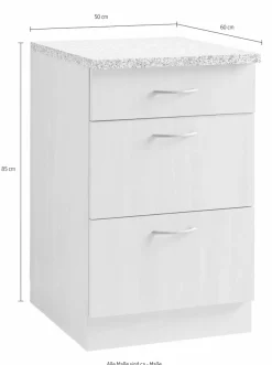wiho Küchen Unterschrank »Kiel« 50 cm breit, 60 cm tief, mit 2 großen Auszügen und 1 Schublade