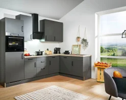 wiho Küchen Winkelküche »"Simi", mit verstellbaren Füßen, wahlweise mit E-Geräten« Soft-Close-Funktion in Schubkästen & Auszügen, Stellbreite 285/175 cm
