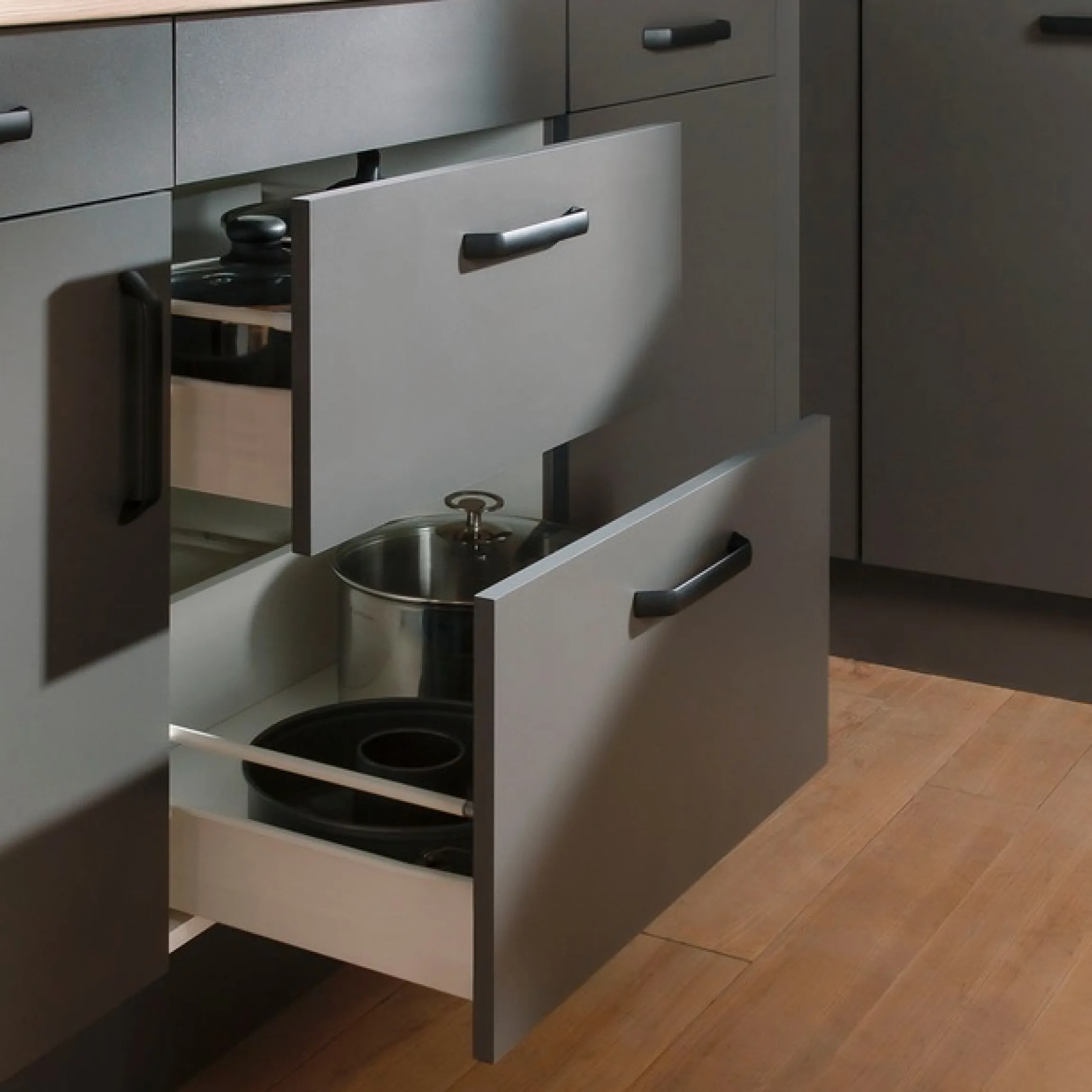 wiho Küchen Winkelküche »"Simi", mit verstellbaren Füßen, wahlweise mit E-Geräten« Soft-Close-Funktion in Schubkästen & Auszügen, Stellbreite 285/175 cm