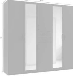 Wimex Kleiderschrank »Diver Drehtürenschrank mit Spiegel, in der Breite: 225cm« Bestseller Schlafzimmerschrank wahlweise 3 Innenausstattungen