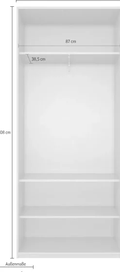 Wimex Kleiderschrank »Mugano,in 5 Breiten,2 Höhen,2 Tiefen, viele Farben, Made in Germany« in Basic oder Premium Ausstattung,mit langen Griffen aus Metall, mit oder ohne Spiegel