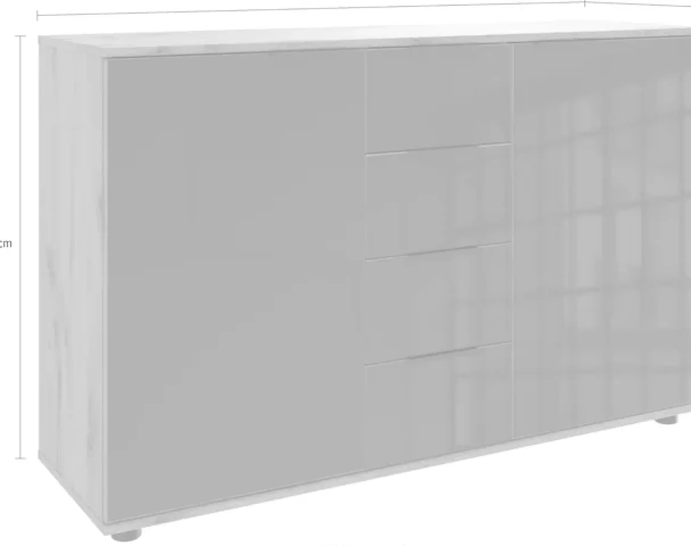 Wimex Kombikommode »Leonberg, Sideboard 2trg mit 4 Schubladen« mit Glasfront, B/T/H 130/41/83cm, schwarze Metallgriffe