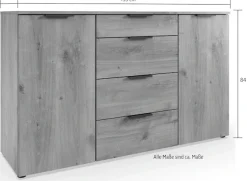 Wimex Kombikommode »Level by fresh to go« 2-türig mit 4 Schubladen, soft-close Funktion, 135cm breit, 84cm hoch