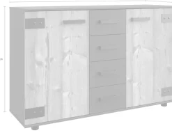 Wimex Kombikommode »Stockholm Sideboard Kommodenschrank, Made in Germany« Industrial-Look, 2-türig mit 4 Schubladen, 130x41x83 cm