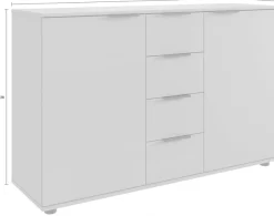 Wimex Kombikommode »Tilburg, Sideboard 130x41x83cm, Made in Germany« schwarze Metallgriffen, Stauraum hinter 2 Türenund in 4 Schubladen