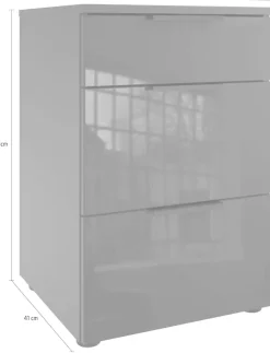 Wimex Nachtkommode »Level36 C by fresh to go« mit Glaselementen auf der Front, soft-close Funktion, 41cm breit