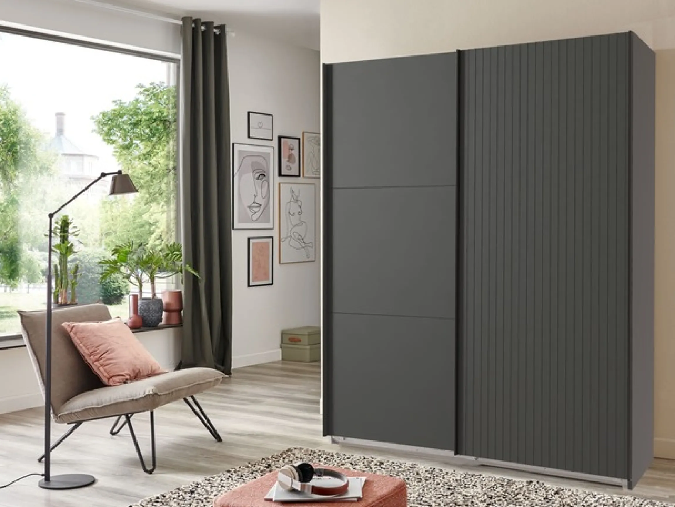 Wimex Schwebetürenschrank »Andorra by fresh to go« Mit 3D-Leisten für Akustikpaneel-Optik