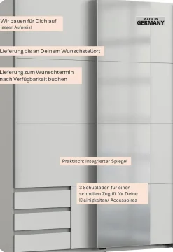 Wimex Schwebetürenschrank »Emden moderner Kleiderschrank mit Spiegel und Schubladen« Schlafzimmer Schrank Garderobenschrank mit Schwebetüren Topseller