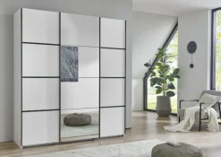 Wimex Schwebetürenschrank »Jork Kleiderschrank mit Spiegel, schwarze Metallgriffe« Schrank in verschiedenen Größen und Innenausstattungsvarianten