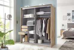 Wimex Schwebetürenschrank »Oldenburg, Kleiderschrank mit Glaselementen in schwarz, 3 Schubladen« B/T/H: 180/64/198cm, inklusive geräumigen Innenleben, Made in Germany,mit Glaselementen
