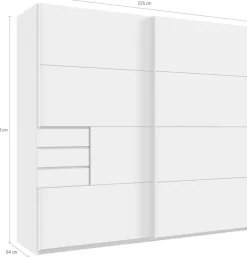 Wimex Schwebetürenschrank »Saigon, mit kompletter Innenausstattung, Made in Germany« Kleiderschrank 2-türig, 225cm breit, mit 3 praktischen Außenschubladen