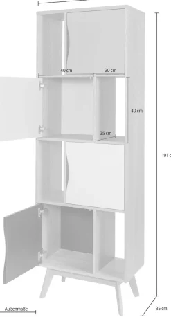 Woodman Bücherregal »Avon« Höhe 191 cm, Holzfurnier aus Eiche, schlichtes skandinavisches Design