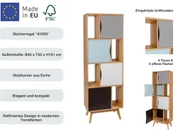 Woodman Bücherregal »Avon« Höhe 191 cm, Holzfurnier aus Eiche, schlichtes skandinavisches Design