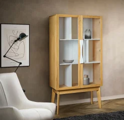 Woodman Bücherregal »Hilla« Breite 88 cm, Türen mit Glaseinsätzen, Holzfurnier aus Eiche, FSC®