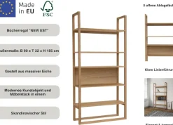 Woodman Bücherregal »New Est« im skandinavischen Design, Gestell aus massiver Eiche, FSC®