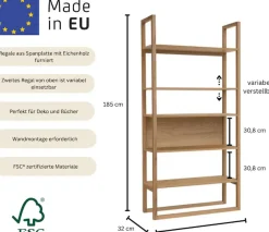 Woodman Bücherregal »New Est« im skandinavischen Design, Gestell aus massiver Eiche, FSC®