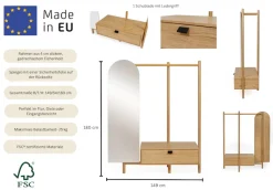 Woodman Garderobenständer »Tripod« Breite 149 cm, FSC®, teilmassiv, mit Spiegel