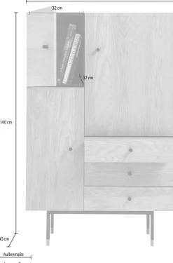 Woodman Highboard »Jugend Kommode« Stauraumschrank mit Soft Close Funktion, Breite 90 cm, FSC®