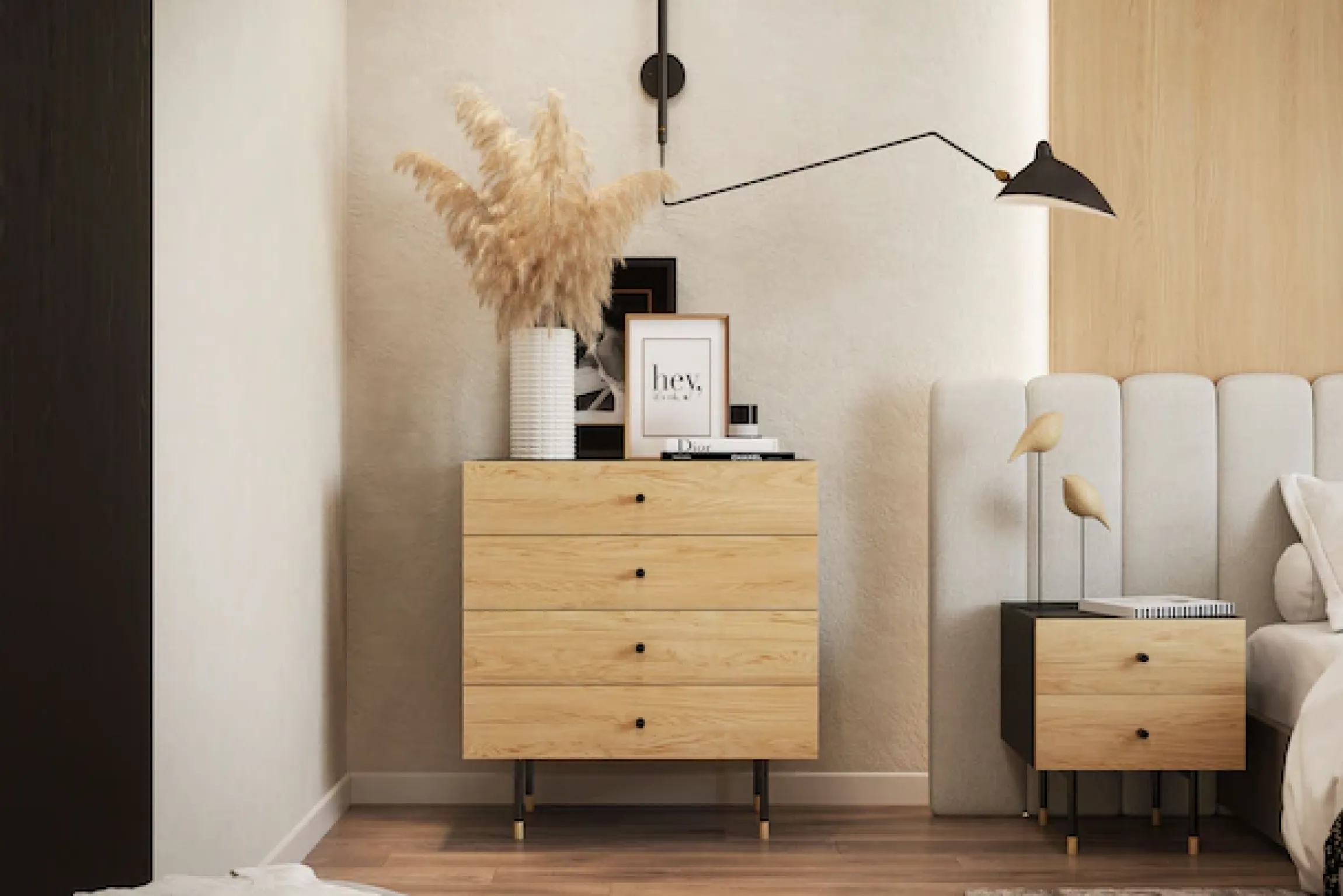 Woodman Kommode »Jugend« Echtholzfurnier aus Eiche,in 2 Breiten , mit Schubladen, Metallfüße