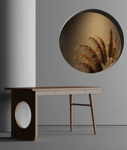Woodman Schreibtisch »Bau« edles Holzfurnier aus Nussbaum, Breite 140 cm, FSC®