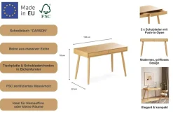 Woodman Schreibtisch »Carson« 120/60/78,Breite 120 cm, Schubladen mit Push-to Open, FSC®