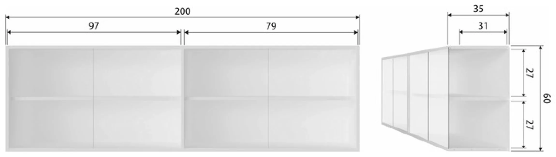 WOOOD Aufsatzschrank »Klink Oberteil mit FSC® Massivkiefer, nur Oberteil B200 x T46 x H60 cm« Tragkraft 10 kg pro Einlegeboden, wasserbasierter Schutzlack