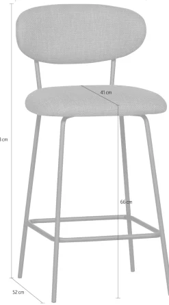 WOOOD Barhocker »Kjeld mit Base-Gewebtem Bezug und Metallgestell B 46 x T 52 x H 93 cm« 2 Stk. tlg. Gewebter Bezug mit 3D Melange-Effekt, Tragkraft 120 kg, Pfleigleicht