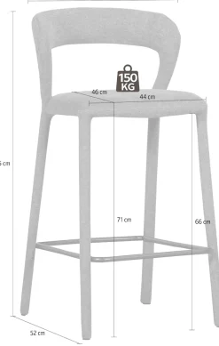 WOOOD Barhocker »Noble mit Fußstütze und vollständig gepolstertem B 48 x T 52 x H 95 cm« Gewebebezug, Belastbarkeit 150 kg, hohe Verschleißfestigkeit