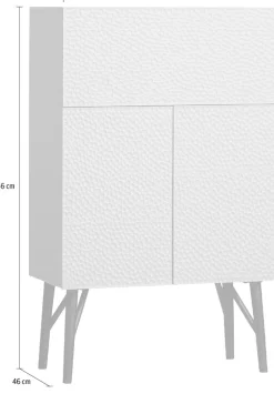 WOOOD Barschrank »Carved Mangoholz mit 3D-Relieftüren H 146 x B 90 x T 46 cm« Tragkraft 10 kg pro Boden, Wandbefestigung empfohlen, Pfleigleicht