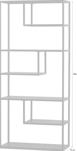 WOOOD Bücherregal »Teun Metall pulverbeschichtet, H 188 x B 85 x T 35 cm« Tragkraft 30 kg pro Boden, Wandbefestigung, Pfleigleicht