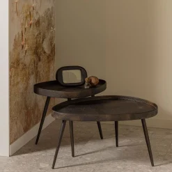 WOOOD Beistelltisch »Crude mit Multiplex-Zinkbeschichtung und Metallbeinen 71 x 52 x 39 cm« Set, 2 Stk. tlg. 2er-Set, unterschiedliche Größen im Set, Tragkraft je 15 kg