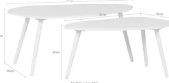 WOOOD Beistelltisch »Davina von MDF mit organischer Tischplatte B 90 x T 50 x H 40 cm« Set, 2 Stk. tlg. 2er-Set, Tragkraft je 5 kg, Bein-/Tischkombination frei wählbar