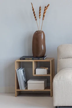 WOOOD Beistelltisch »Jasmijn aus recyceltem Teakholz mit zusätzlichem Fach 55x30x55 cm« Organische Formgebung, zusätzliches Fach, vormontiert geliefert