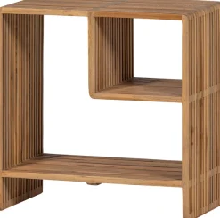 WOOOD Beistelltisch »Jasmijn aus recyceltem Teakholz mit zusätzlichem Fach 55x30x55 cm« Organische Formgebung, zusätzliches Fach, vormontiert geliefert