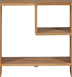 WOOOD Beistelltisch »Jasmijn aus recyceltem Teakholz mit zusätzlichem Fach 55x30x55 cm« Organische Formgebung, zusätzliches Fach, vormontiert geliefert