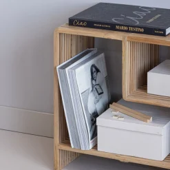 WOOOD Beistelltisch »Jasmijn aus recyceltem Teakholz mit zusätzlichem Fach 55x30x55 cm« Organische Formgebung, zusätzliches Fach, vormontiert geliefert