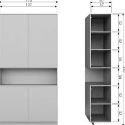 WOOOD Buffet »Finca FSC®-Kiefernholz mit Druckmechanismus, H 210 x B 110 x T 40 cm« Tragkraft 10 kg pro Boden, schwebende Optik, sichtbare maserung