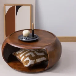 WOOOD Couchtisch »Cole mit Massivmangoholz und Aussparung B 72 x T 72 x H 36 cm« Organische Formgebung, Tragkraft 11,3 kg, für den Innenbereich