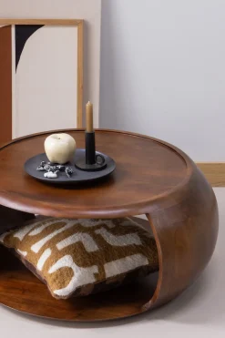 WOOOD Couchtisch »Cole mit Massivmangoholz und Aussparung B 72 x T 72 x H 36 cm« Organische Formgebung, Tragkraft 11,3 kg, für den Innenbereich