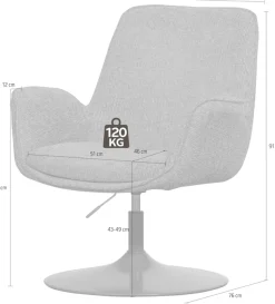 WOOOD Drehsessel »Marten mit Nova-Gewebtem Bezug höhenverstellbar B 79 x T 76 x H 91 cm« Tragkraft 120 kg, Sehr hohe Verschleißfestigkeit, Armlehnen integriert