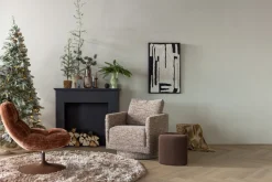 WOOOD Drehsessel »Oska mit Sizz-Melange-Bezug und Drehmechanismus B 78 x T 79 x H 64 cm« Tragkraft 130 kg, Hohe Verschleißfestigkeit, Armlehnen integriert