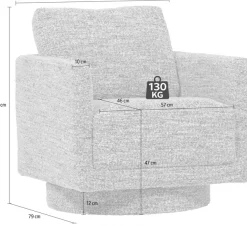 WOOOD Drehsessel »Oska mit Sizz-Melange-Bezug und Drehmechanismus B 78 x T 79 x H 64 cm« Tragkraft 130 kg, Hohe Verschleißfestigkeit, Armlehnen integriert