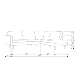 WOOOD Ecksofa »Rodeo Recycling-Lederfaser-VerbundstoffH 85 x B 266 x T 213/86 cm« Tragkraft 250 kg, Metallbeine, pfleigleicht, Gute Verschleißfestigkeit