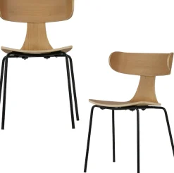 WOOOD Esszimmerstuhl »Form stapelbar und Eschenfurnier B 50 x T 52 x H 77,5 cm« (Set) 2 Stk.Tragkraft 120 kg, Sichtbare Maserung, schlanke Stahlgestell